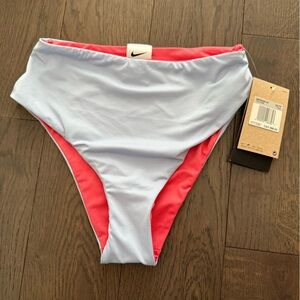 Nike High-Waisted Bikini Bottoms in Light Blue and Pink